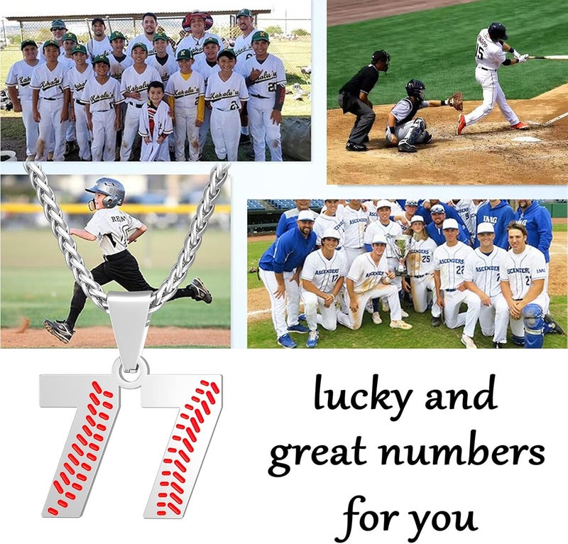 Wikavanli Personalized Baseball Jersey Number 00-99 Necklace - Stainless Steel Baseball Chain Pendant Necklace - Team Jewelry Gift for Boys, Girls, Men, Women - Image 3